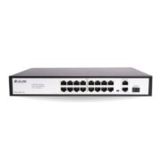 dr.com® 19 Port PoE Switch with 16 PoE Ports 2 Uplink Ports and 1 SFP Slot 250W Power IEEE 802.3af/at Network Switch for CCTV IP Camera Plug and Play Rackmount Metal Body Black