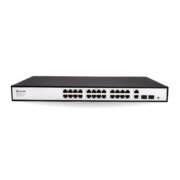 dr.com® 28 Port Gigabit PoE Switch with 24 PoE Ports 2 Uplink Ports and 2 SFP Slots 10/100/1000 Mbps 320W Power IEEE 802.3af/at Network Switch for CCTV IP Camera Rackmount Metal Body Black