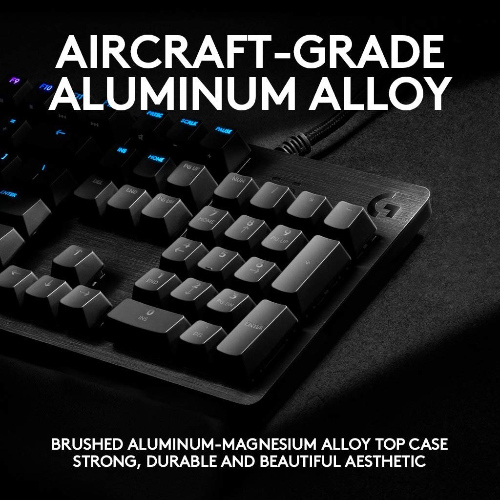 Logitech G512 Mechanical Gaming Keyboard,RGB Lightsync Backlit Keys,GX Brown Tactile Key Switches,Brushed Aluminum Case,Customizable F-Keys,USB Pass Through - Black - Image 5