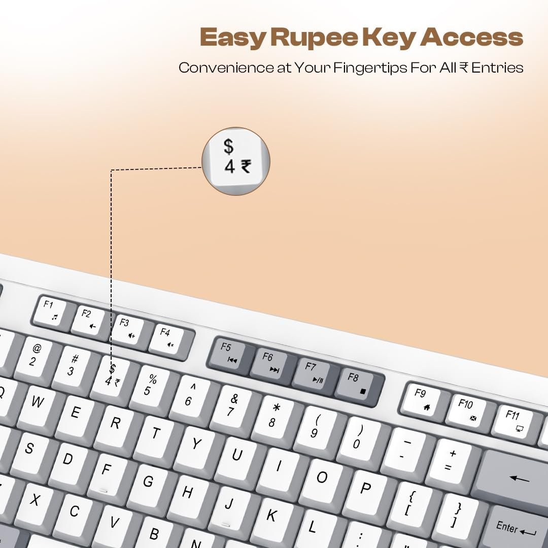 LAPCARE USB Alfa Keyboard 7 Wired Membrane Keyboard | 104-Key US Layout | UV Coated Keycaps | Ergonomic Design | Quiet & Durable Membrane Build | 1-Year Warranty (LOX-106) - Image 4