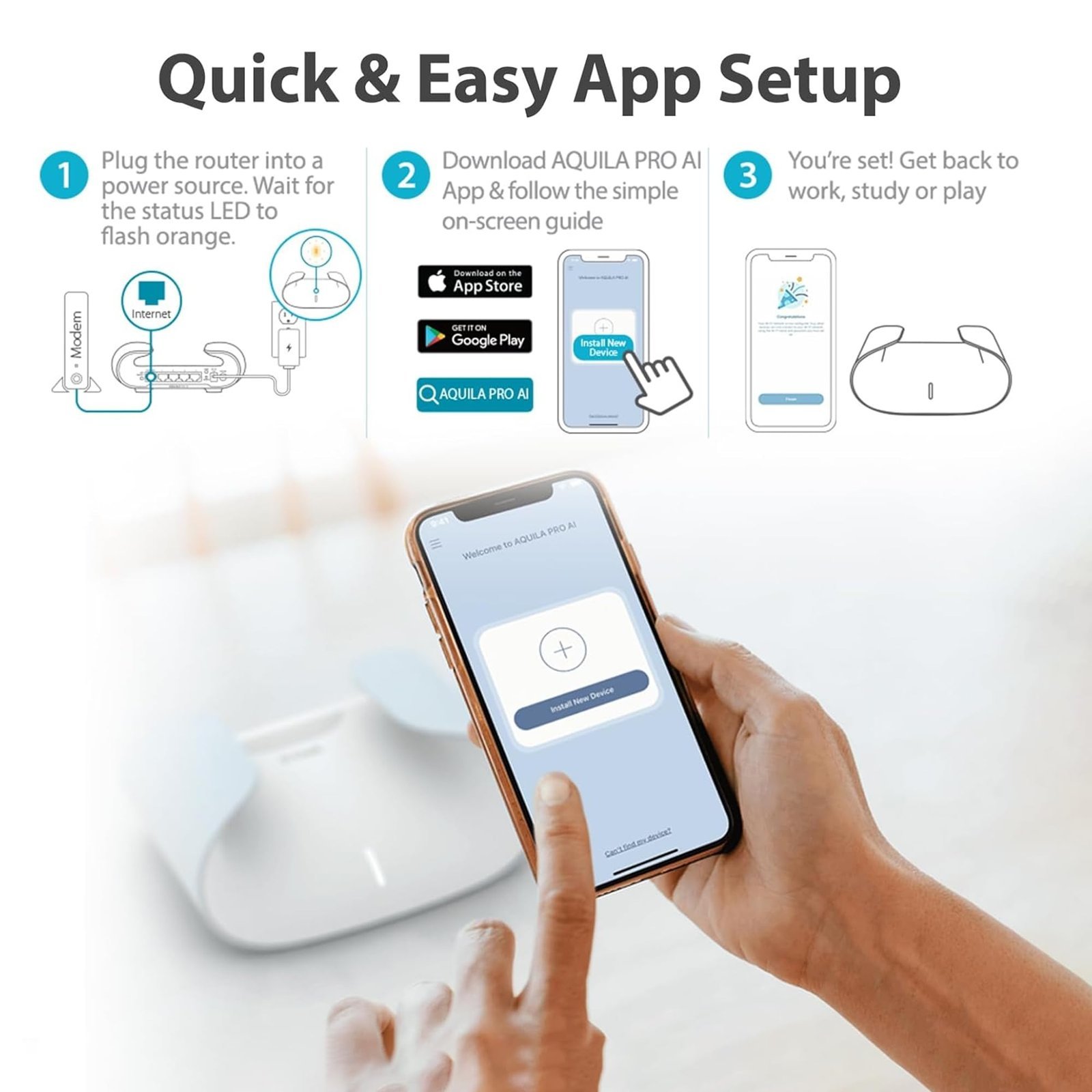 D-Link M30 |WiFi 6 Speed 3000 Mbps |Covers Upto 2800 Sq. Ft.|Dual Band |Gigabit Port|AI Powered Mesh Router |High-Performance |360 Degree Spherical Coverage|MTCTE Certified - Image 3