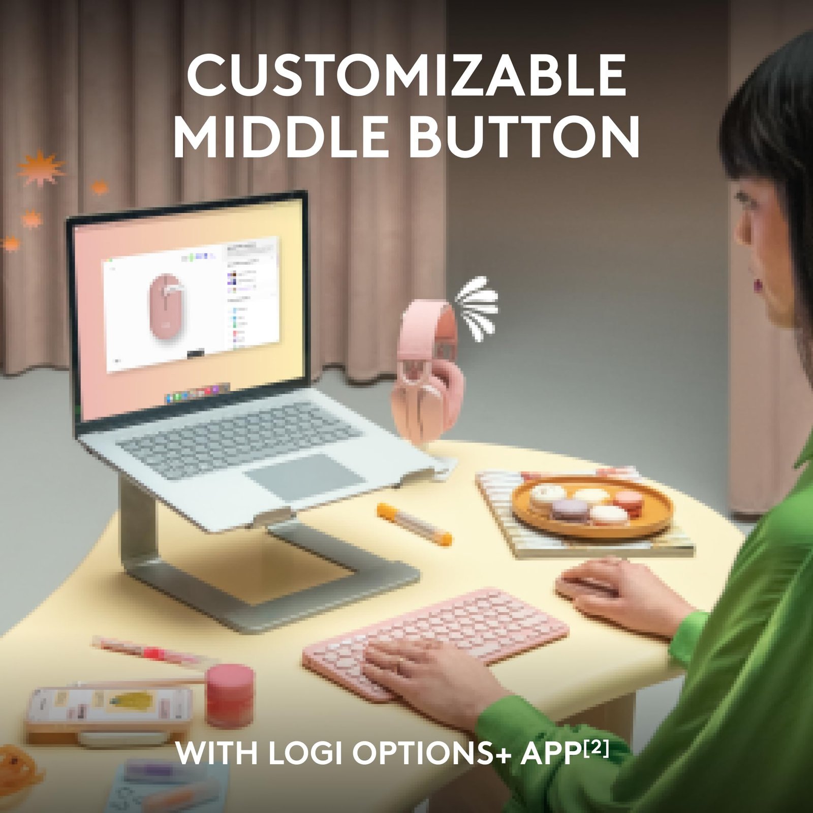 Logitech Pebble Mouse 2 M350s Slim Bluetooth Wireless Mouse, Portable, Lightweight, Customisable Button, 4000 DPI, Quiet Clicks, Easy-Switch for Windows, macOS, iPadOS, Android - Tonal Graphite - Image 4