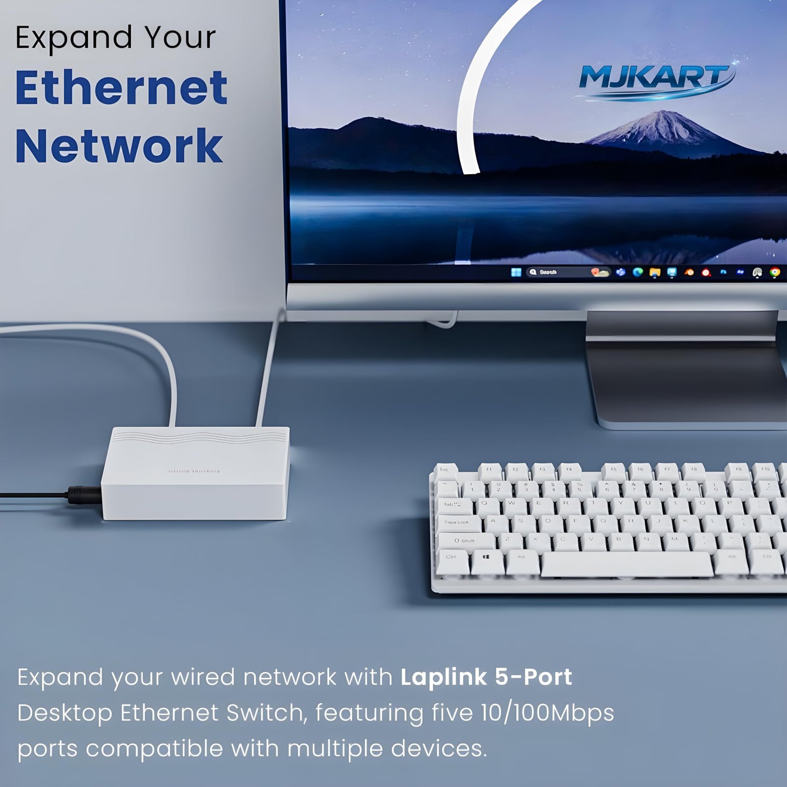 Mjkart 5 Port Fast Ethernet Switch 10/100 Mbps LAN Network Hub | Plug & Play Unmanaged, Fanless Silent Design | RJ45 LAN Expander for PC, Laptop, Smart TV, CCTV, Router & Gaming - Image 3