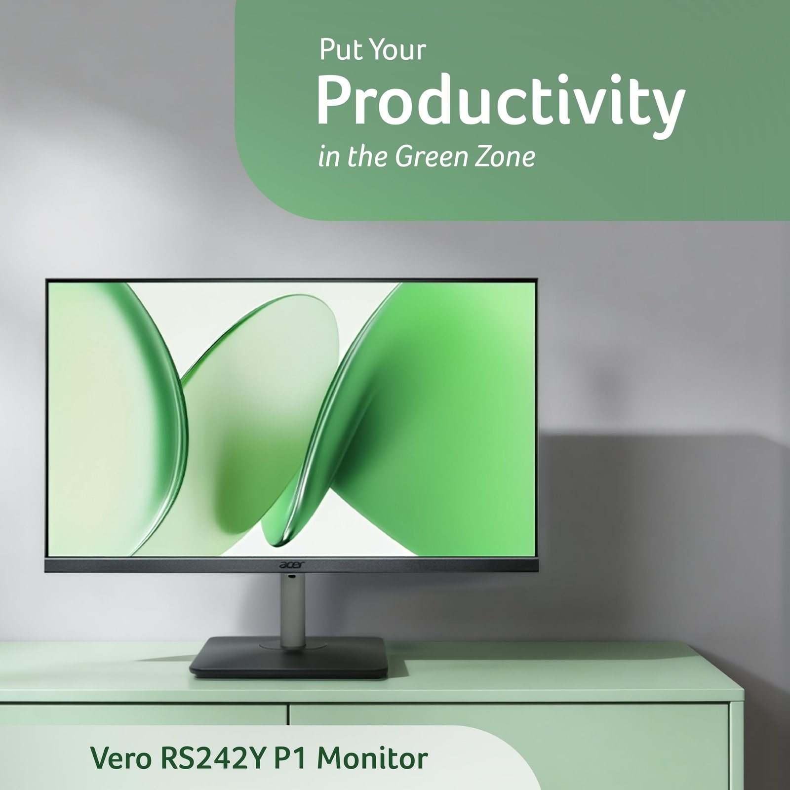 Acer RS242Y P1 23.8 Inch IPS FHD Monitor | 144Hz Refresh | 1ms VRB | AMD FreeSync | Ultra Slim 6.9mm ZeroFrame Design | HDMI + VGA | 99% sRGB | Dual Glass Design | Built-in Speakers | Tilt Adjustable - Image 6