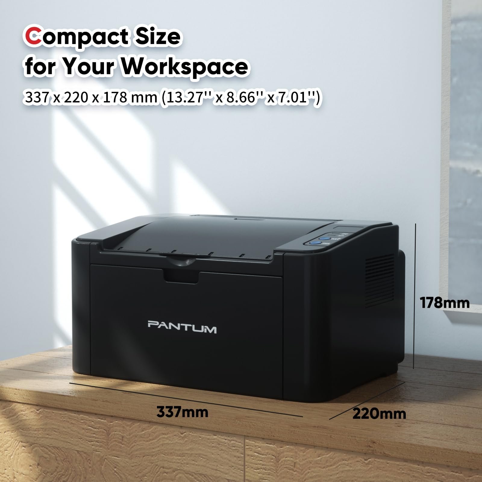 PANTUM P2512W Printer for Home and Office, Wireless, Single Function, Print, Hi-Speed USB 2.0, 22 ppm, 1-Year Warranty, Black Includes 1600 Page Start Toner Cartridge - Image 5