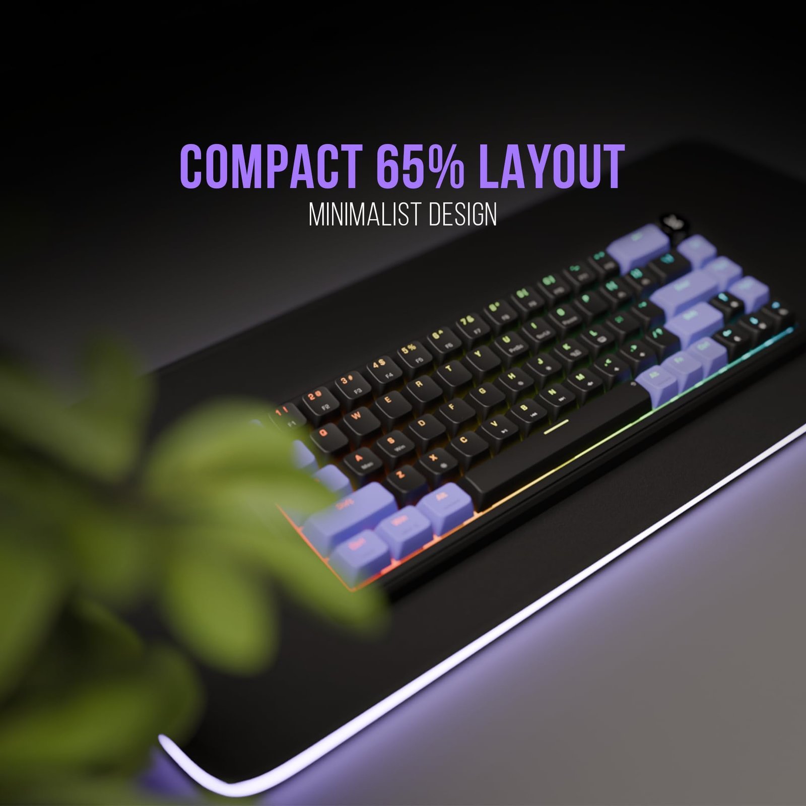 Kreo Hive 65 RGB Mechanical Gaming Keyboard | Pre-Lubed Switches, Anti-Ghosting, 5-Pin Hot-Swap | Wired 65% Keyboard with RGB Backlight & Detachable USB-C Cable (Black) - Image 8