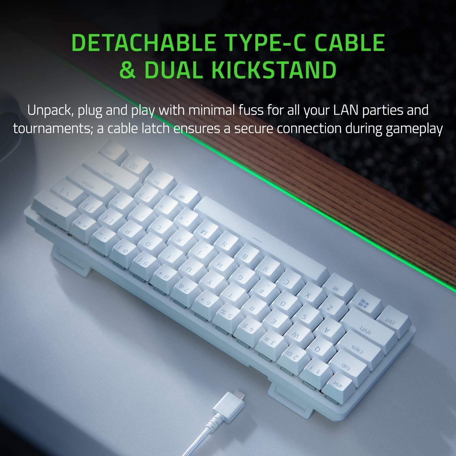 Razer Huntsman Mini - Mercury Edition - 60% Optical Gaming Keyboard (Clicky Purple Switch) - FRML Packaging - Image 5