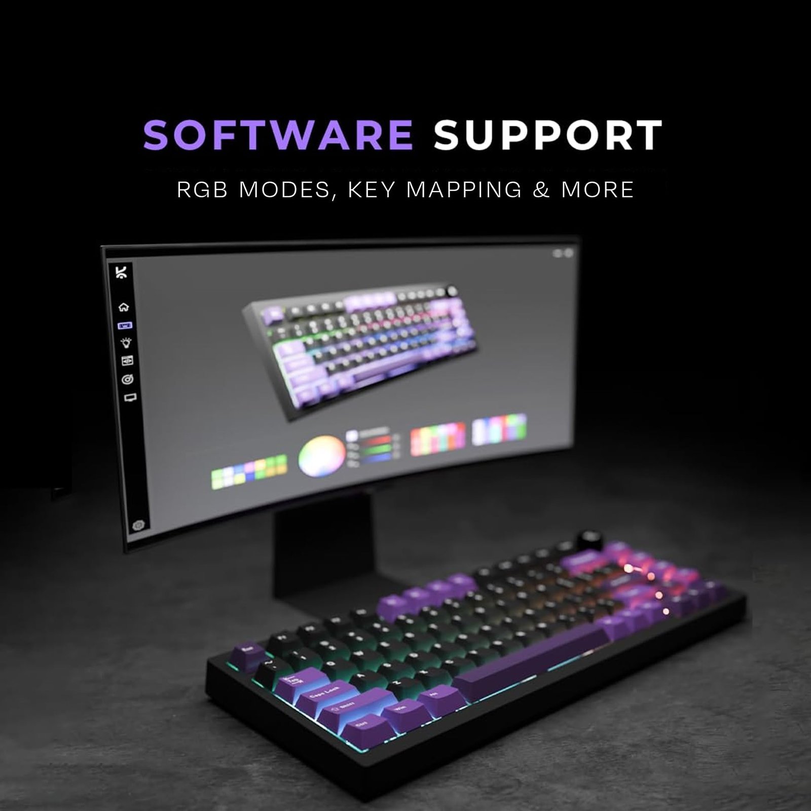 Kreo Swarm 75% Wireless Mechanical Keyboard with Pass-Through Keycaps, Advanced Web Software, Pre-lubed Switches, 5-pin Hot Swap PCB and 5 Layers Sound Absorption, Software Support - Image 7