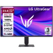 LG 24G411A 60.4 cm(24 Inch) Ultragear FHD(1920 x 1080) IPS Gaming Monitor, 1ms MBR, 144Hz (O/C), HDR10, NVIDIA G-Sync Compatible, AMD FreeSync, HDR10, HDMI, DP, HP Out, Anti-Glare, Slim Stand, Black