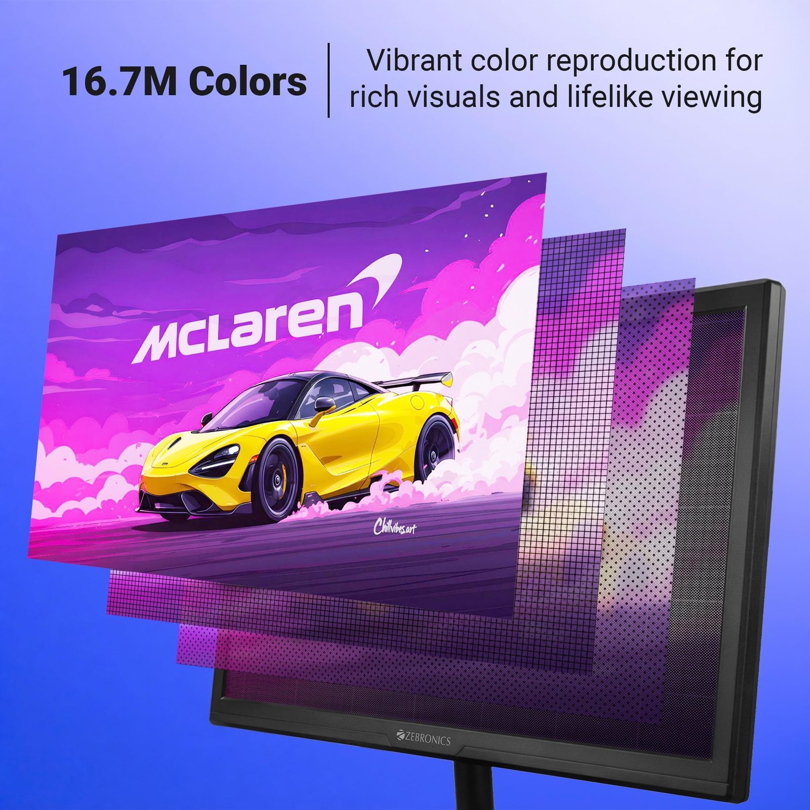 ZEBRONICS LED Monitor, 20 inch, HD+ 1600×900, 16:9 Aspect Ratio, 16.7M Colors, HDMI & VGA, Wall Mountable (EV20) - Image 6