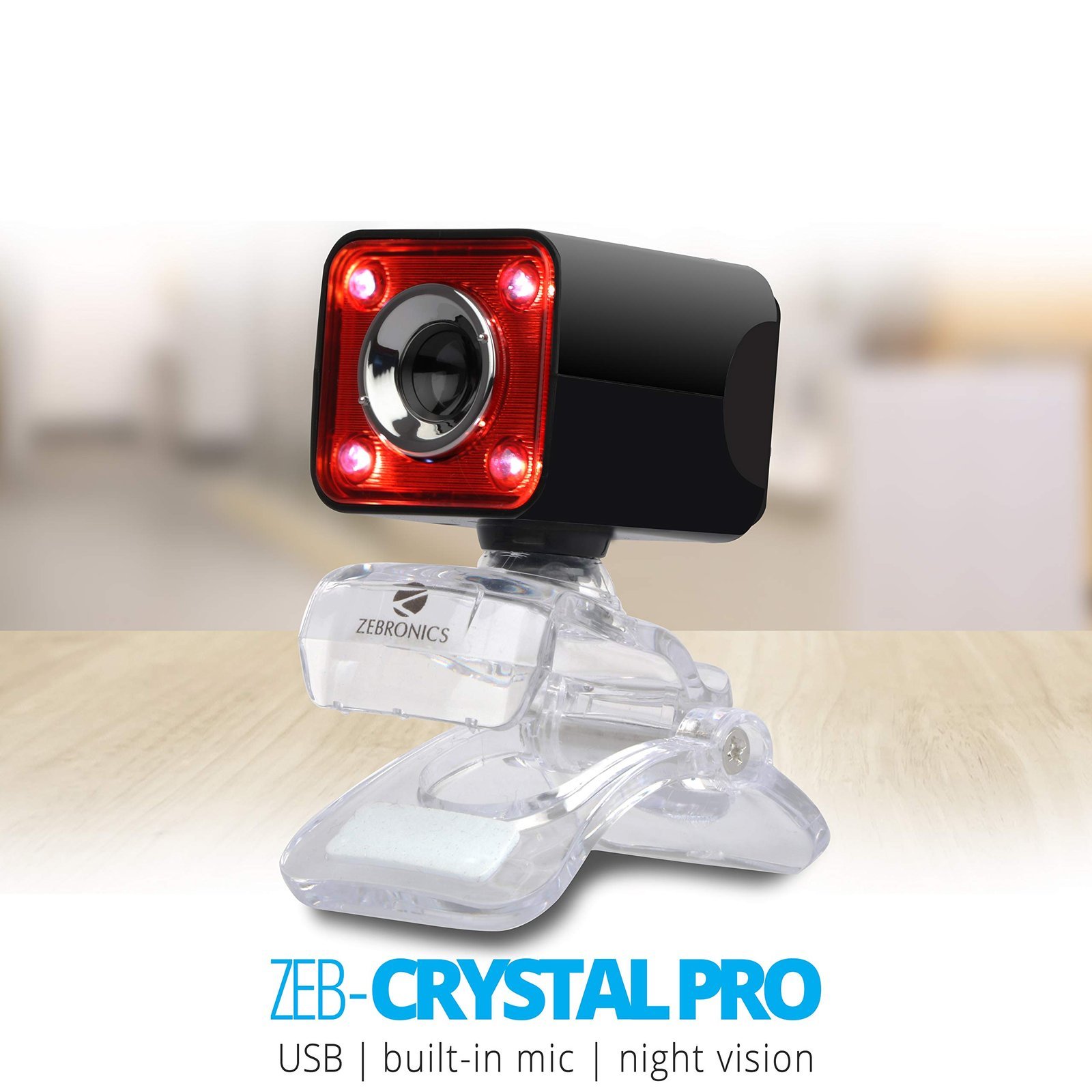 Zebronics Zeb-Crystal Pro Web Camera with USB Powered,3P Lens,Night Vision and Built-in Mic(RED) - Image 5