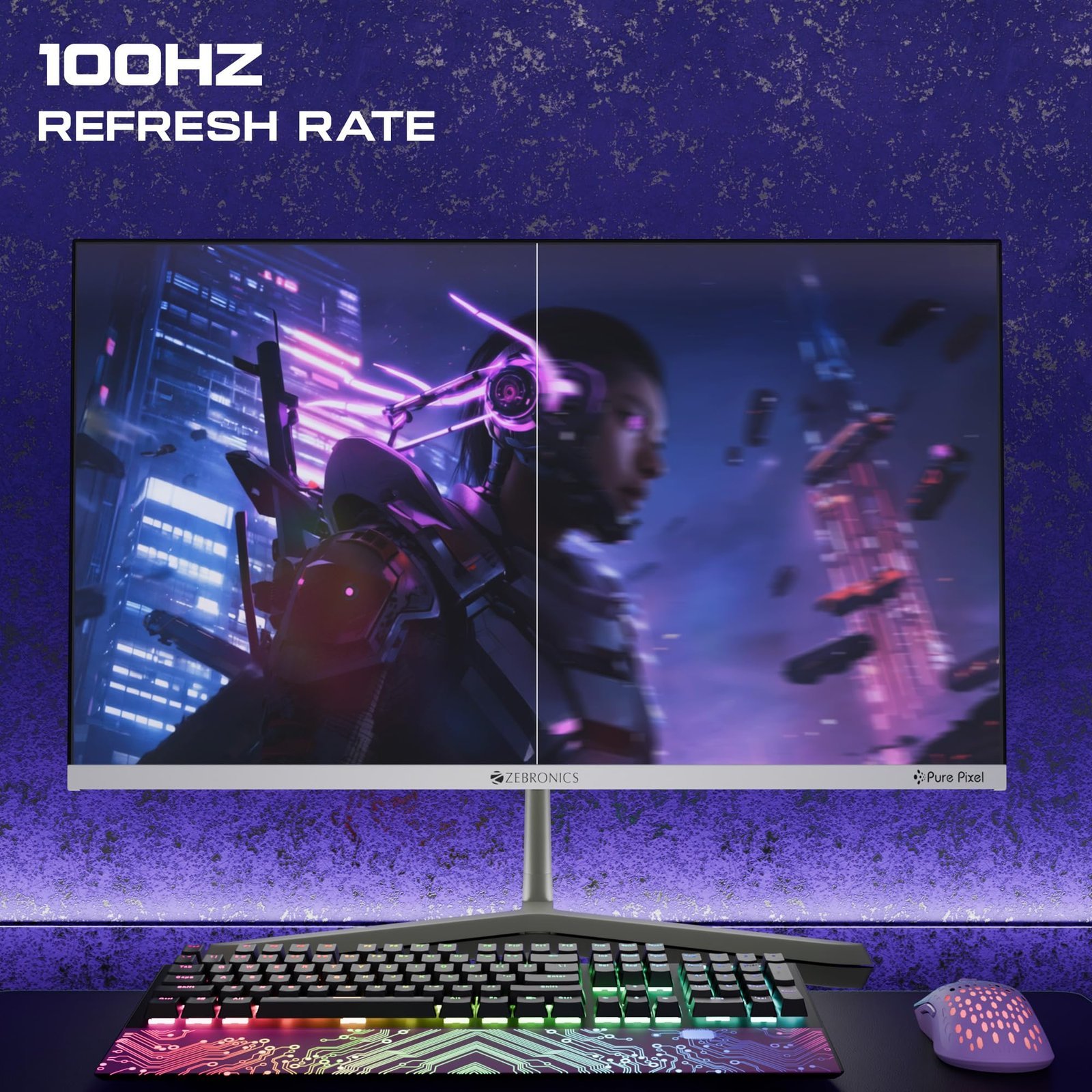 Zebronics Full HD LED Monitor, 21.5 Anti-Glare Screen, 100Hz Refresh Rate, Ultra Slim, Bezel-Less Display, 250nits Brightness, HDMI & VGA, Wall Mountable (A122) - Image 2