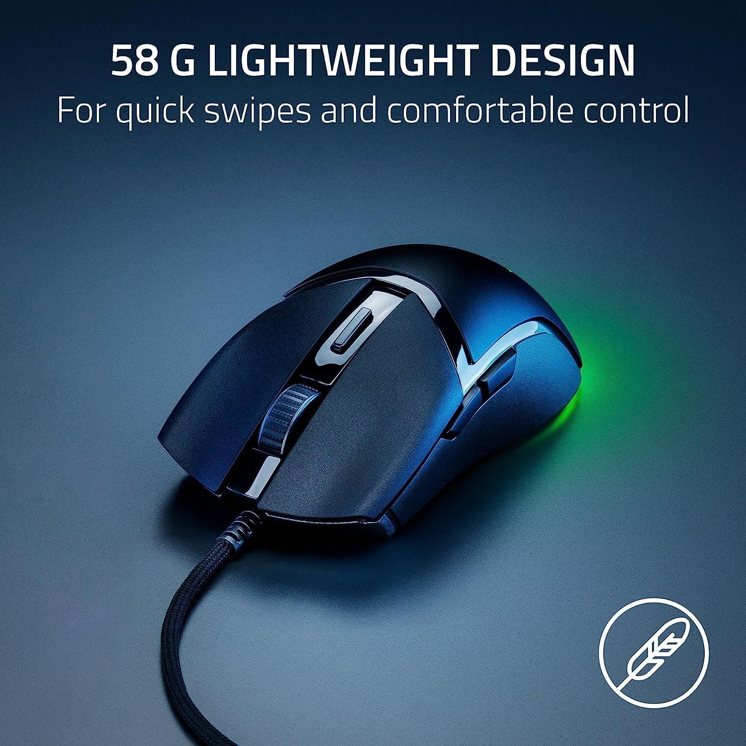 Razer Cobra Smartchoice Wired Gaming Mouse, 58g Lightweight Design, Gen-3 Optical Switches, Chroma RGB Underglow, 8500 DPI Optical Sensor, Speedflex Cable, Black - Image 2