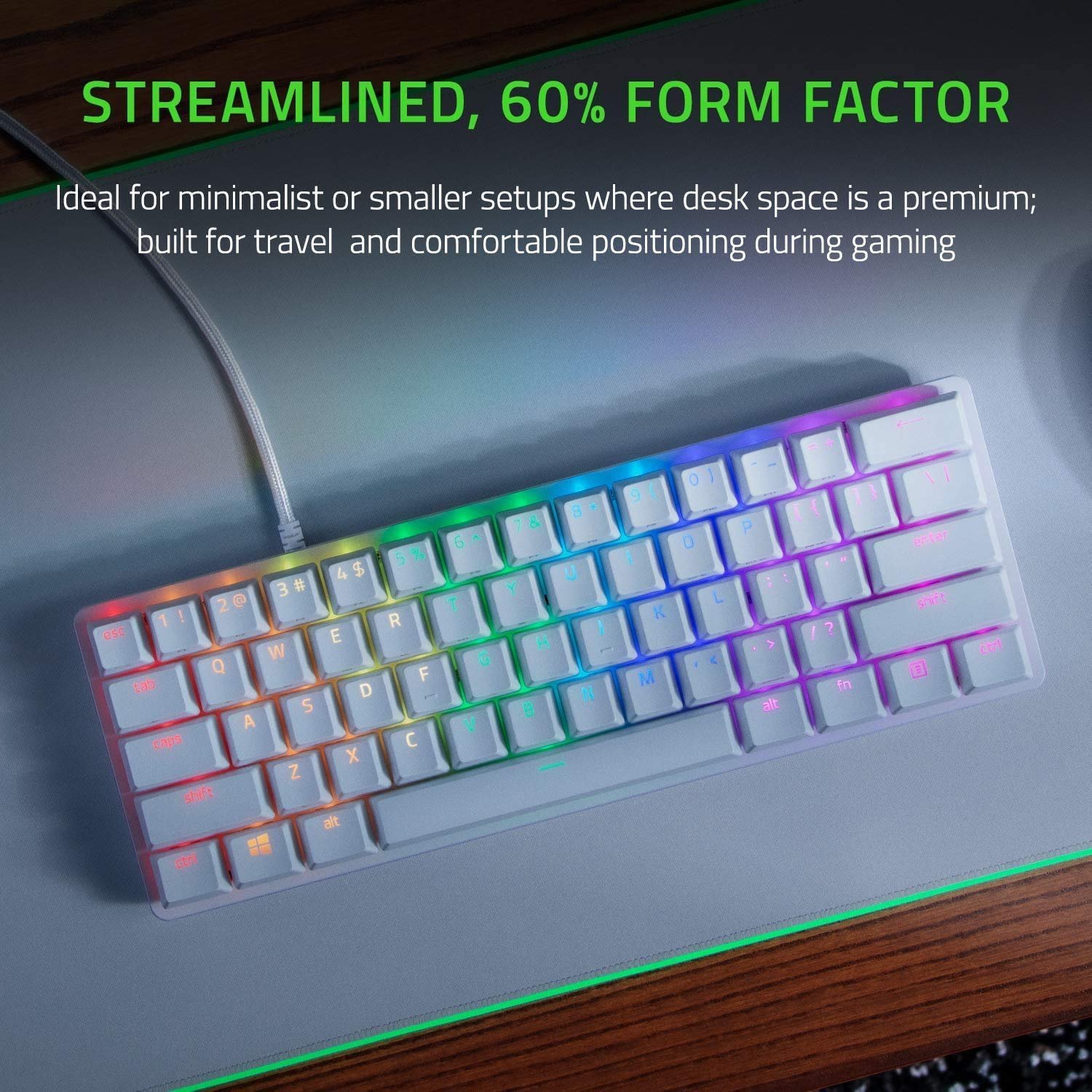 Razer Huntsman Mini - Mercury Edition - 60% Optical Gaming Keyboard (Clicky Purple Switch) - FRML Packaging - Image 3