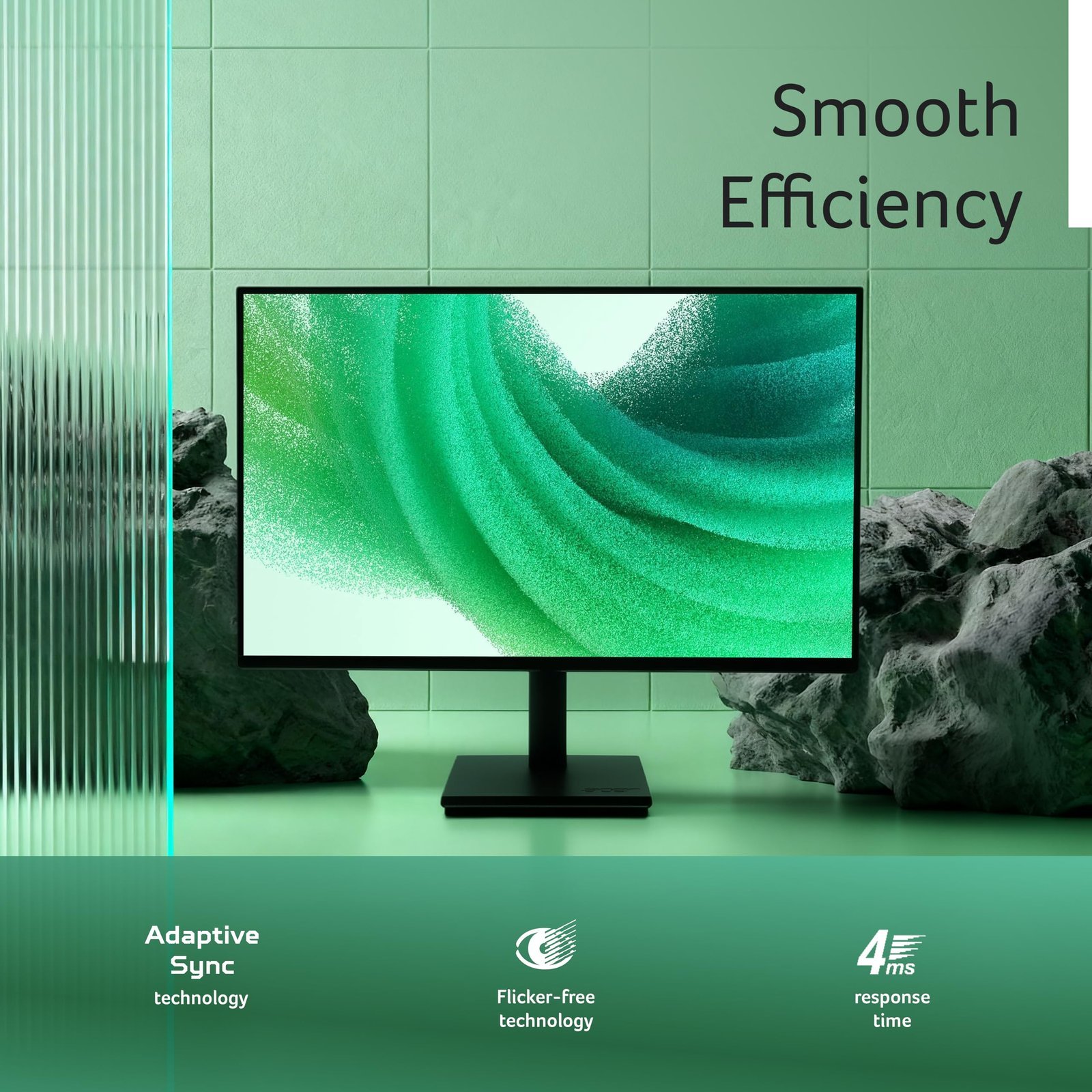 Acer Vero V247Y G 23.8 Inch Full HD IPS Monitor I 120Hz Refresh, AdaptiveSync I 99% sRGB, 1500:1 Contrast I 2x2W Speakers I HDMI +VGA I ZeroFrame I VisionCare 2.0 I VESA I Energy Star I Black - Image 3