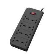 8-Socket Extension Board with Surge Protector Universal Socket with 6.5Ft (2-Meter) Heavy Duty Cable Overload Protection, Comes with 5 Years Manufacturer Warranty, Grey Color, 220 Volts