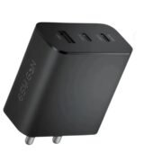 65W GaN Fast Charger, 3-Port USB C Charger with Dual USB-C & USB-A, PD/PPS Quick Charging Adapter