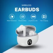 Dream Choice Stereo Gaming TWS Earbuds with LED Battery Display | True Wireless Bluetooth in-Ear Headset | Touch Control | Wireless Earbuds for All Devices (White)