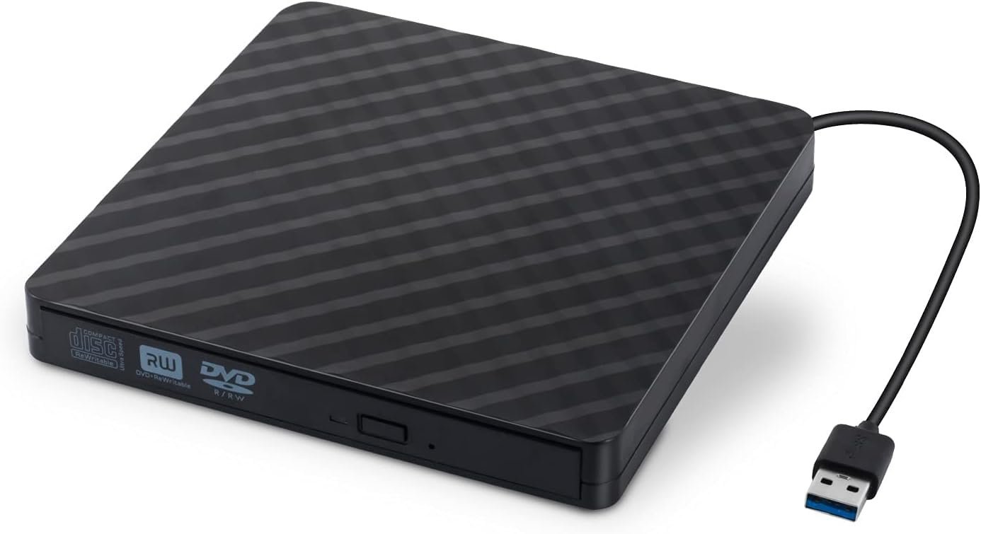 ULTRABYTES 8X Ultra Thin CD DVD Reader USB 3.0, Ultra Slim Portable DVD Drive, CD ROM Player and +/-RW Burner for Windows and Mac OS, MacBook Pro/Laptop/PC