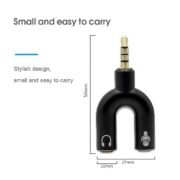 Best 3.5 mm Audio Stereo U Splitter Adapter, 3.5mm Male to 2 Port Female for Earphone, Adapter for Smartphone, Tablets, MP3 Players-(Black)- 2 Pcs