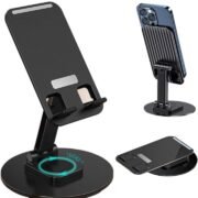 Mobile Phone Stand for Desk with 360° Rotation, Foldable