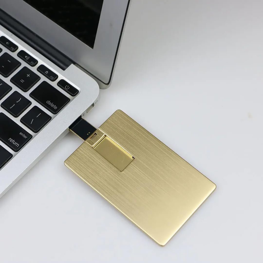 SippyTales ~Metal Card Style USB Flash Drive, Portable Slim Card Shaped Memory Stick for Business, Premium Look, 2.0 Pen Drive, Corporate Gifting, High Speed, Upto 15MBPS (Golden, 8, GB) - Image 3