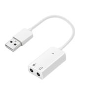 7.1 USB External Sound Card Audio Adapter LEIHONG USB2.0 to 3.5MM Audio Output Microphone Input Converter Plug and Play for Windows/Vista/Win7/Linux/WinCE/Android/Mac-White