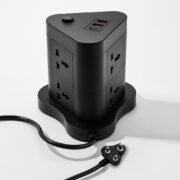 Extension Board, Power Strip with 6 USB Ports and 3 Universal Socket, 2500W 10A Extension Cord, 3-Pin Surge Protector Power Strip for Home, Office, Computer, Mobile Charging (Black-N82)