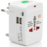 Universal Travel Adapter with USB-C & Dual USB, International Travel Adapter, Worldwide Plug Adapter, All-in-One Power Adapter, Surge Protector