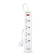 4 Outlet Extension Board with Master Switch, 6 Amps, 250V, 1xType C & 2xUSB, 4 International Sockets, Pure Copper, 6 Advanced Safety Features, 2 Mtr Power Cord, BIS Certified, 1 yr Warranty