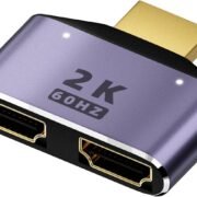 HDMI Splitter 1 in 2 Out Bi-Directional Switch – 2K@60Hz HD Display, HDMI 1 Male to 2 Female Adapter with LED Indicator for TV, Monitor, Laptops
