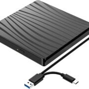 ULTRABYTES External DVD Drive USB 3.0 Type-C USB C Portable DVD Player for Laptops CD DVD +/-RW Disk Drive CD ROM Burner Writer CD/DVD Burner Reader for Laptop, Desktop, Windows, Linux, OS