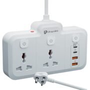 6 in 1 Surge Extension Board |Device Safety with ISI Approved Heavy Duty Cable-2m|6 Ports-2 Fast Charge Type-C(PD 20W)2 USB-A Ports & 2 AC Sockets|Overload Protection|Made in India|UM1272