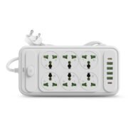 G+ ConnectX 8-in-1 Powerstrip 2500W with 6 Universal Sockets, 4 USB Ports + 2 Type-C, 2M Heavy Cable, Master Switch, Safely Power Phones, Laptops, and Other Appliances