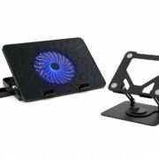Shiv Laptop Cooling Pad & Adjustable Laptop Stand Combo | Single Fan Laptop Cooler with Mobile Holder + 360° Rotating Height Adjustable Stand | Ergonomic Laptop Accessories