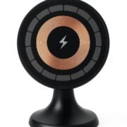 Egnius Wireless Car Charger with 15 Watts Fast Charging (Qi Compatible), Free Type-C Cable, 360° Rotation, for iPhone & Android Smartphones (Black)