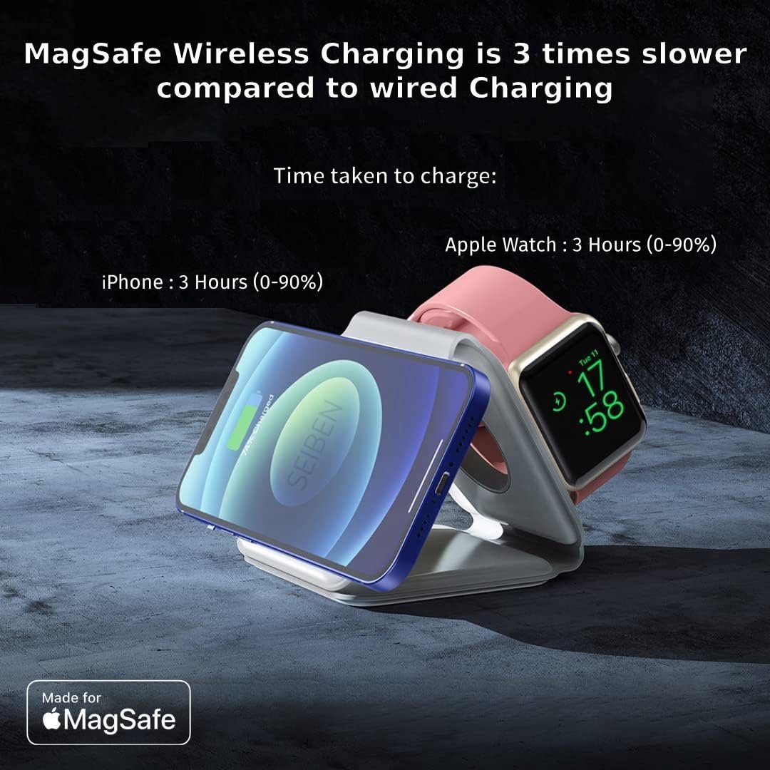 3 in 1 MagSafe compatible Magnetic Foldable Wireless Charger for iPhone 17 to 12 Series | Compatible with AirPods 2/3, Pro2, Pro3 | Compatible with only Apple Watch Series | 23W Charging - Pearl White - Image 5