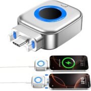 2-in-1 USB-C Magnetic Wireless Charger Adapter for iPhone 15/16 Series, 20W Fast Charging Converter, Type-C Plug-in Magnetic Charging Receiver, Compact Portable Charging Accessory