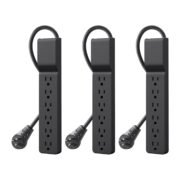 Surge Protector with 6 AC Multiple Outputs - Flat Rotary Plug 1.8m Long Heavy Duty Extension Cord for Home, Office, Travel, Computer Desktop and Charging Stone (600