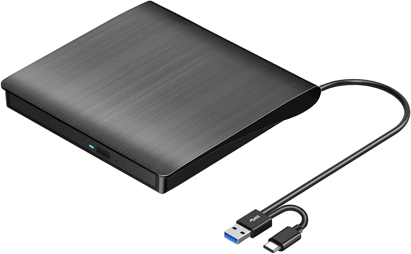 External CD/DVD Drive for Laptop, USB 3.0 CD Burner +/-RW CD ROM External DVD Drive Portable DVD Player for Laptop Desktop PC Ap/ple Mac Windows 11/10/8/7/XP Linux OS