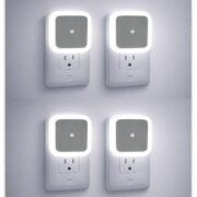 Decora Homes Smart Automatic Light On Off Sensor Night Lamp, Plug-in LED Bed Side Light, Dimmable Warm White Night Light for Bedroom, Kitchen, Bathroom, Stairs - Pack of 4