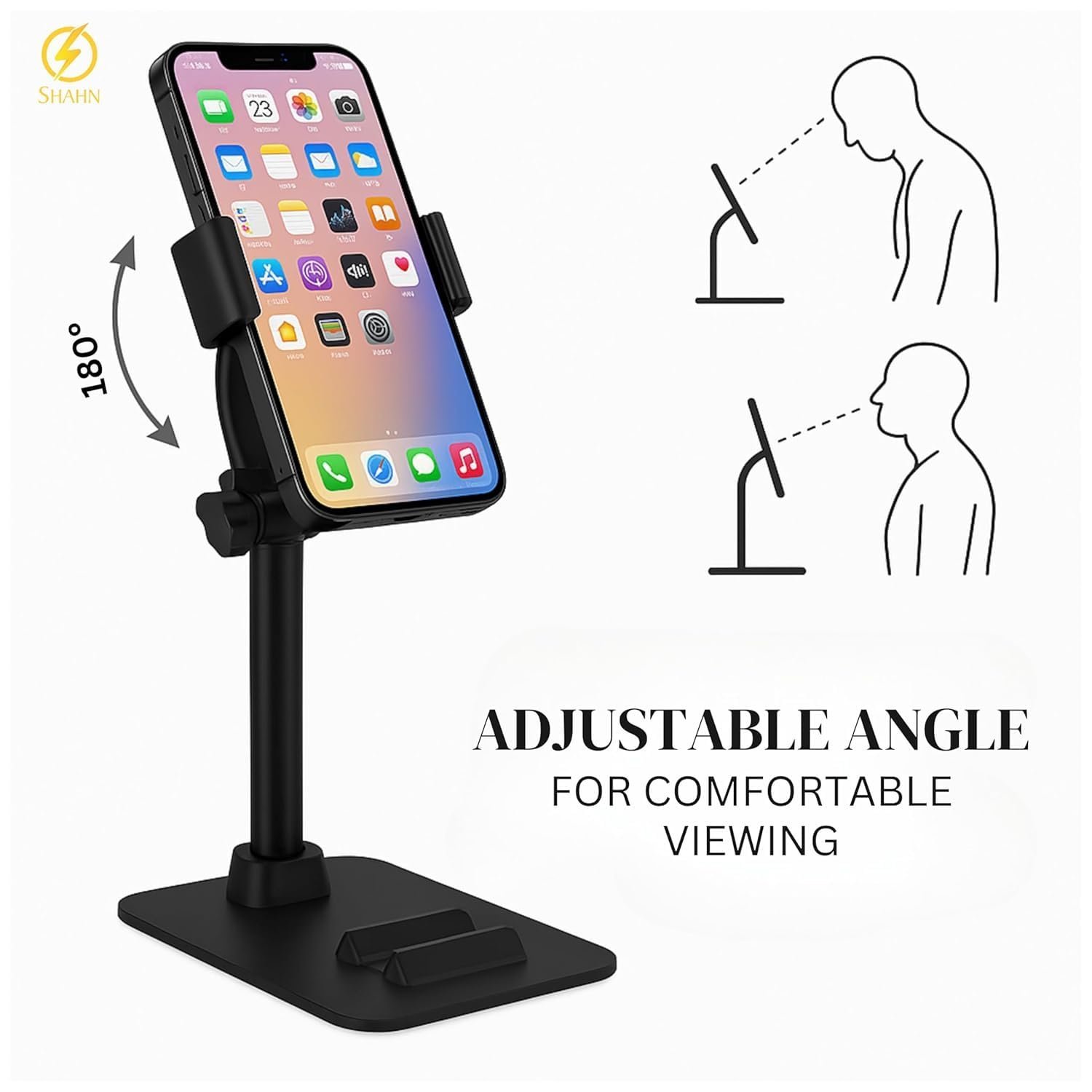 Universal Adjustable Phone Stand: Sturdy Desk Holder with Anti-Slip Clamp for Smartphones and Tablets. - Image 2