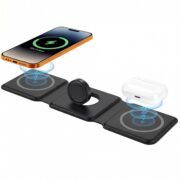 3 in 1 Foldable Compatible Wireless Charging Pad, Fast Charge, Included Cable, for Smartphones, Earbuds, Smartwatches