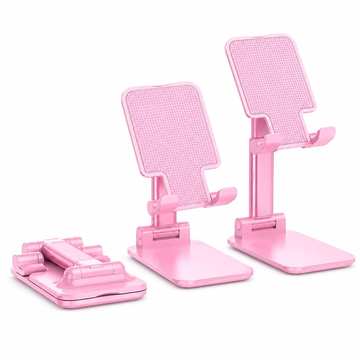 Wrapped Ribbon Telescopic Height Adjustable Phone & Tablet Stand | 360° Rotating Base, Foldable Desktop Holder for iPhone, iPad, Samsung, All Smartphones & Tablets (Pink) - Image 2