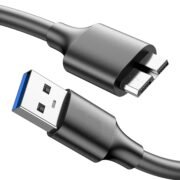 High Speed Data Sync USB 3.0 Type A Male to Micro B Cord for Wd/Seagate/Toshiba/Samsung/Hitachi, Etc External Hard Disk/Drives Cables (Black) (1.5Ft)