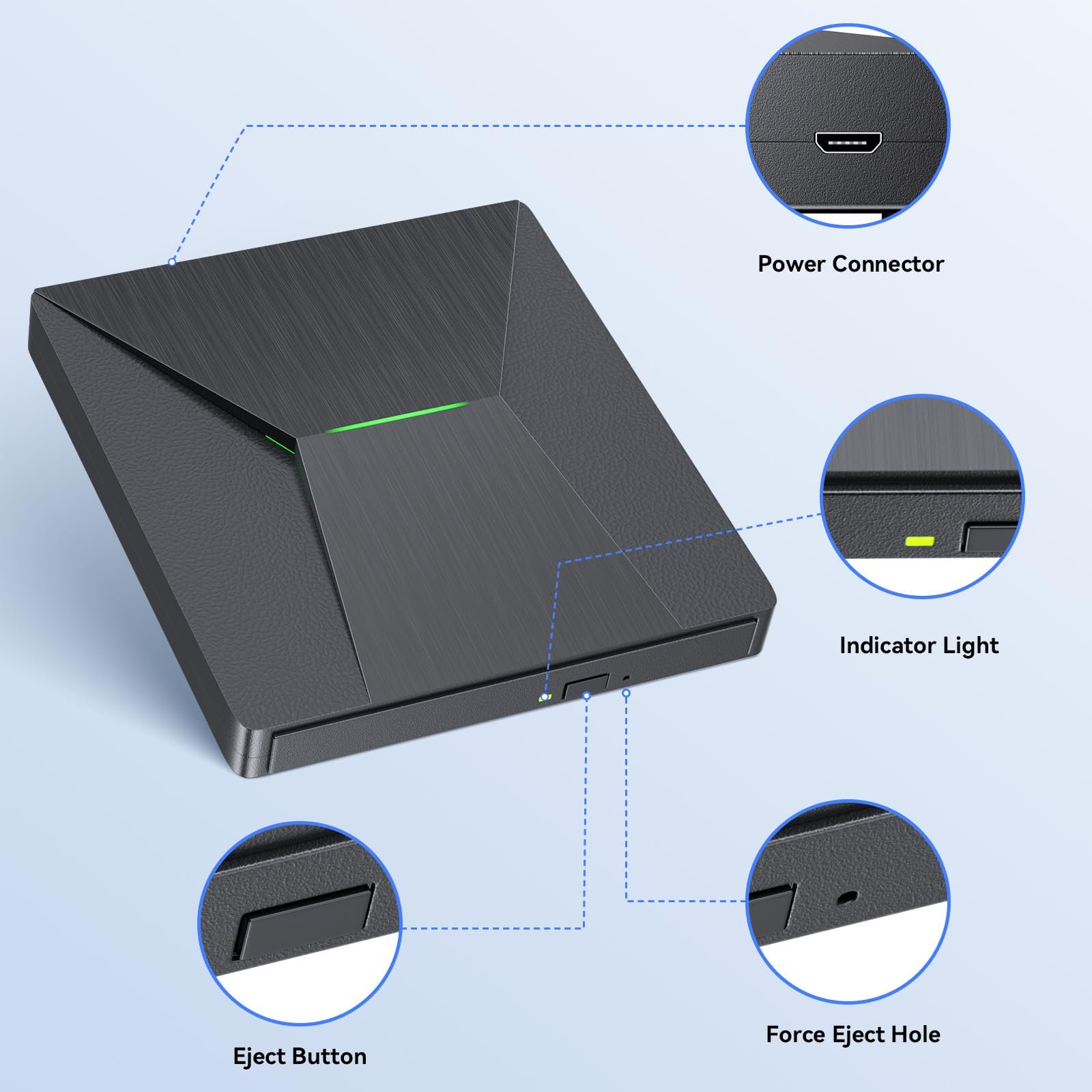 External Bluray DVD Drive, USB 3.0 and Type-C Blu-Ray DVD Burner 3D Slim Optical Bluray CD DVD Drive Compatible with Windows XP/7/8/10, MacOS, Linux for MacBook, Laptop, Desktop - Image 4