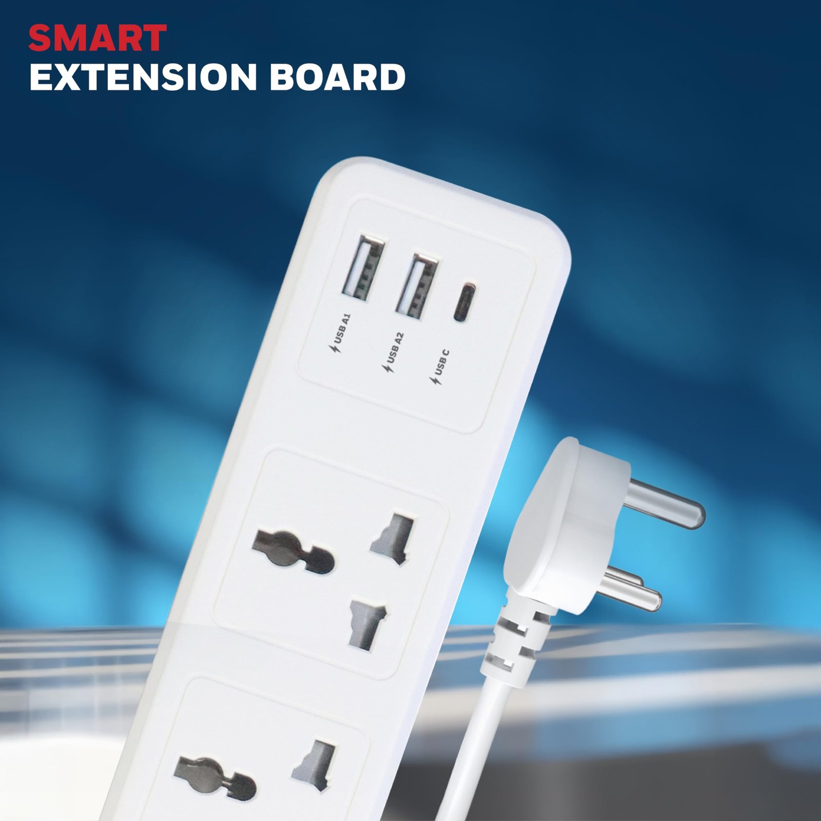 4 Outlet Extension Board with Master Switch, 6 Amps, 250V, 1xType C & 2xUSB, 4 International Sockets, Pure Copper, 6 Advanced Safety Features, 2 Mtr Power Cord, BIS Certified, 1 yr Warranty - Image 7