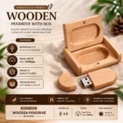 SippyTales ®Wooden Pendrive with Storage Box, Interface 2.0, Natural Wood Finish, Corporate Gifting Product, Photographers Product, 1Pc, Upto 10Mbps (8, GB)