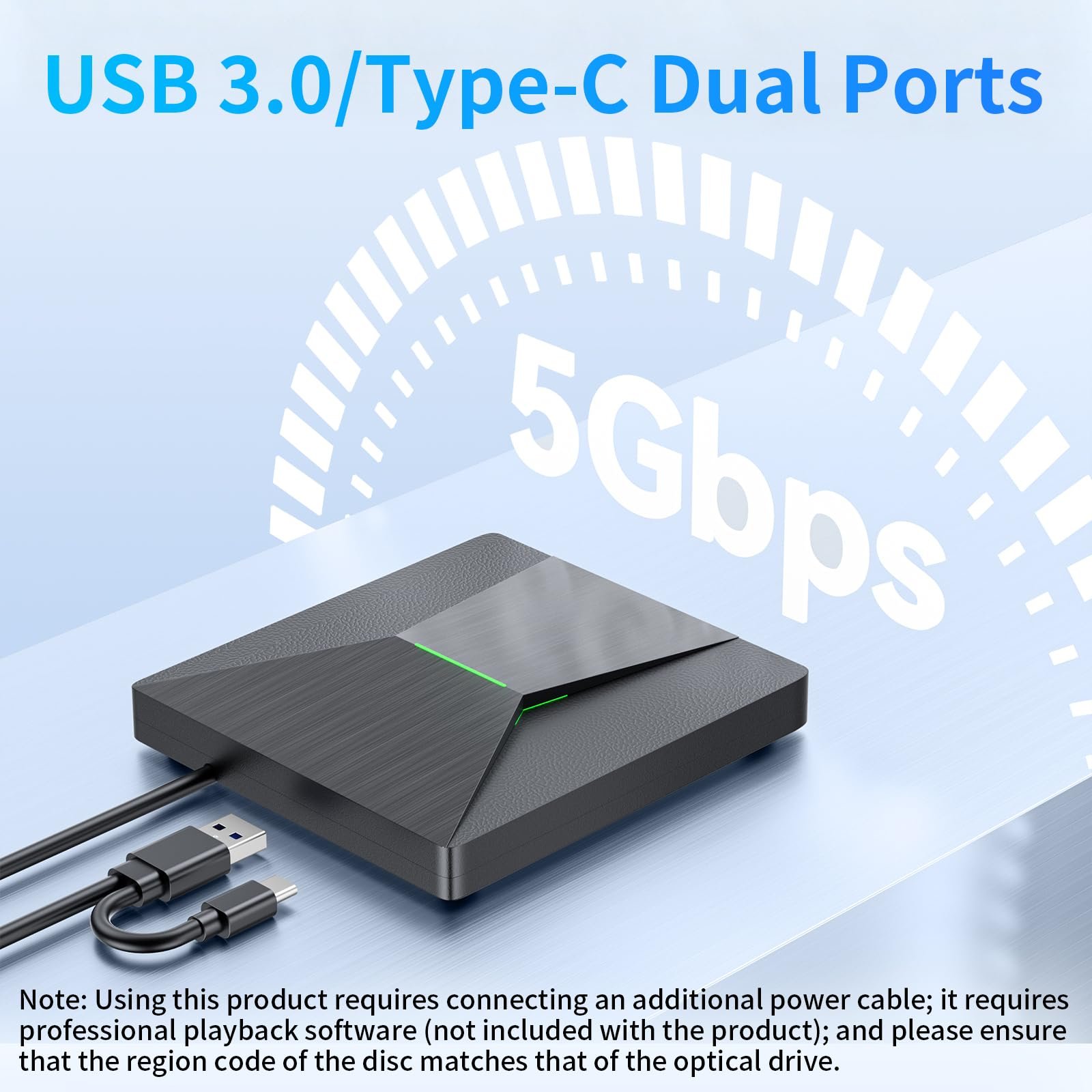 External Bluray DVD Drive, USB 3.0 and Type-C Blu-Ray DVD Burner 3D Slim Optical Bluray CD DVD Drive Compatible with Windows XP/7/8/10, MacOS, Linux for MacBook, Laptop, Desktop - Image 3