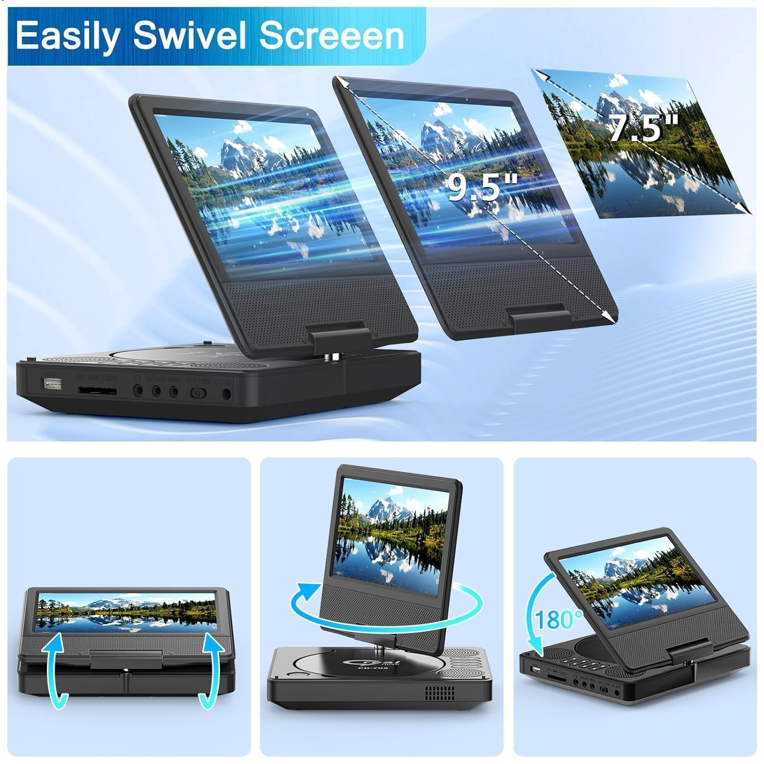 Greal rmvb PD-702 Portable DVD Player with 7 Inch Screen - Image 5